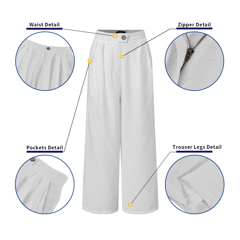 Quần Zanzea ống rộng eo cao màu trơn thời trang đơn giản cho nữ