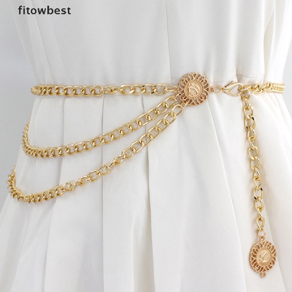 Thắt Lưng Dây Xích Dài Nhiều Lớp Bằng Kim Loại Tùy Chỉnh Thời Trang Cho Nữ