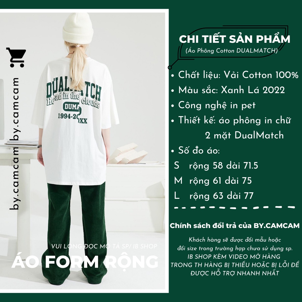 Áo Thun Tay Lỡ Xanh Lá DUALMATCH 100% Cotton 2023 𝘽𝙮.𝘾𝙖𝙢𝙘𝙖𝙢