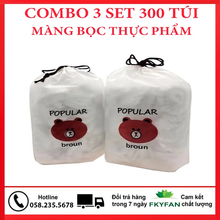 [COMBO 3 SET 300 TÚI] Màng bọc thực phẩm PE co có chun bọc đồ ăn co giãn tái sử dụng khắc phục nhược điểm của các....