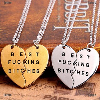 (Eetmo) Chic Best Friend Forever Pendant Necklace Break Heart 2 Pieces Pendant Necklace