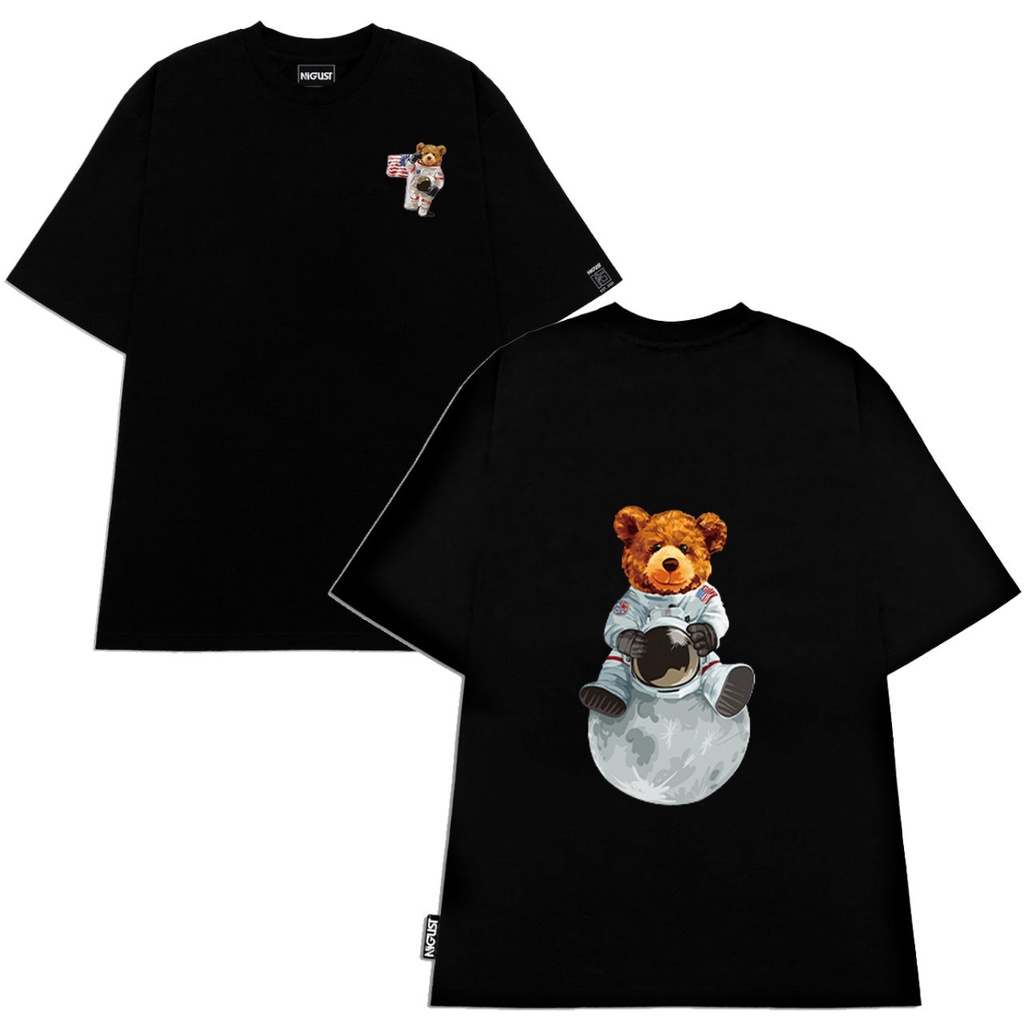 Áo thun in hình gấu Teddy NASA nam nữ couple unisex form rộng , áo phông local brand chính hãng Nigu