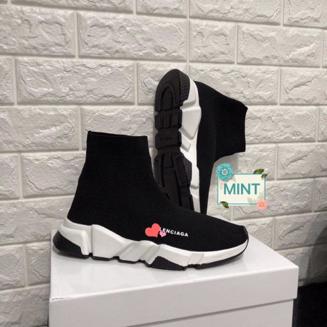 (Video cận cảnh) Giày thể thao sneaker cổ cao đen đế đen