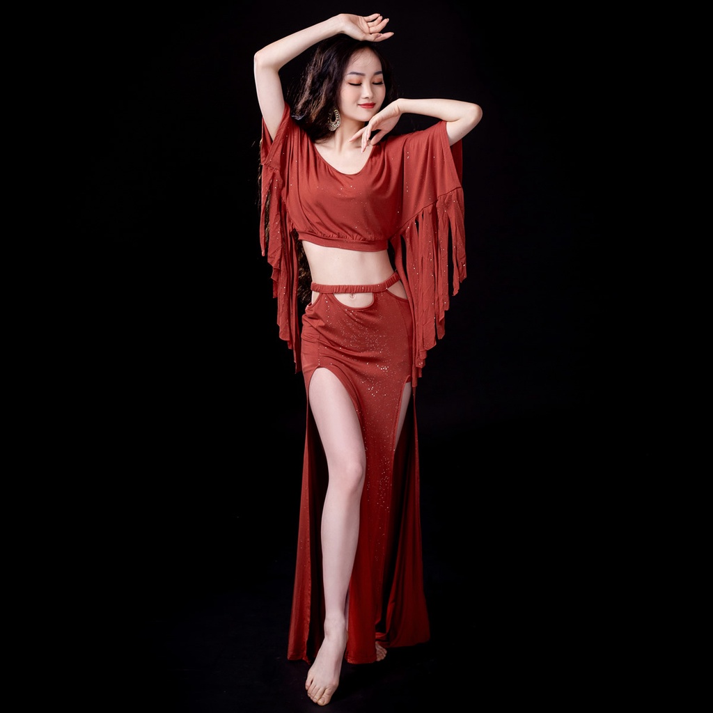 Bộ Trang Phục Váy Dài Eo Cao Cho Nữ Tập Múa Bụng Mùa Xuân Hè