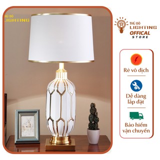 Đèn bàn phòng ngủ trang trí tap đầu giường Gốm Trắng 1975 THỦ ĐÔ LIGHTING mang phong cách hiện đại Bảo Hành 12 tháng