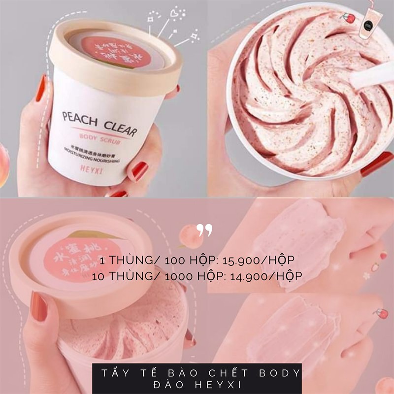 Tẩy da chết body đào Heyxi Peach Clear thải độc tố da HTTBC1 | BigBuy360 - bigbuy360.vn