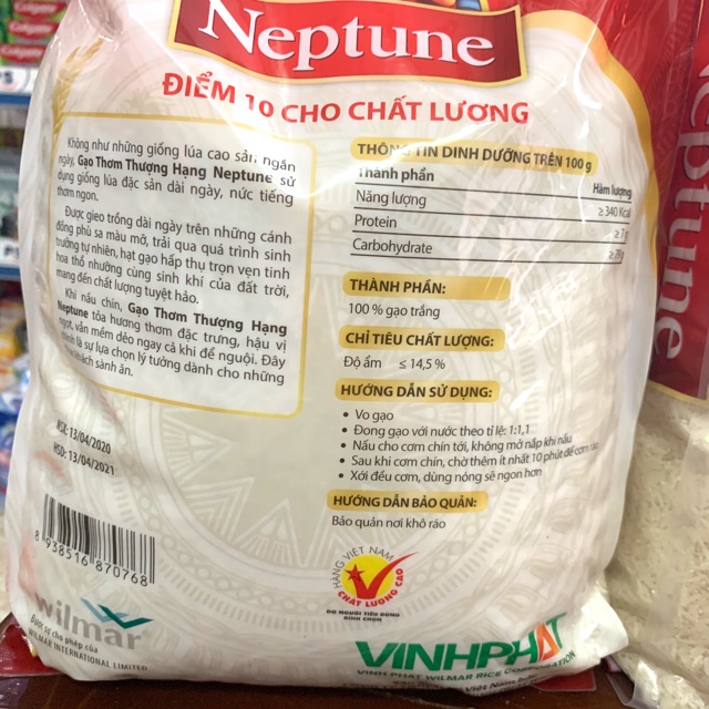 Gạo Thơm Thượng Hạng Neptune Túi 5Kg