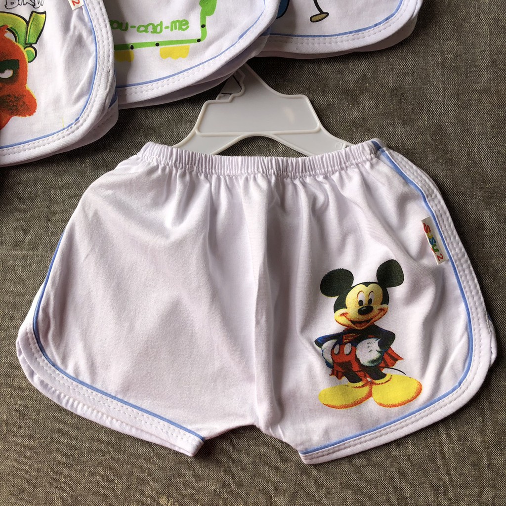 Quần đùi cotton SUSU ( 1 cái) cho bé trai, bé gái | Mẫu Trắng Viền Đôi | Size 1-5 cho bé 5-15kg