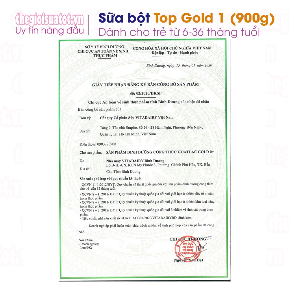 Sữa Bột Top Gold 1 - 900g - Sữa Dinh Dưỡng