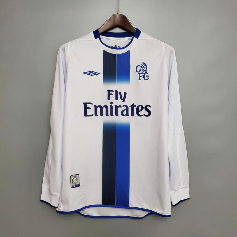 03-05 Chelsea Xa trắng tay áo dài Retro bóng đá Jersey