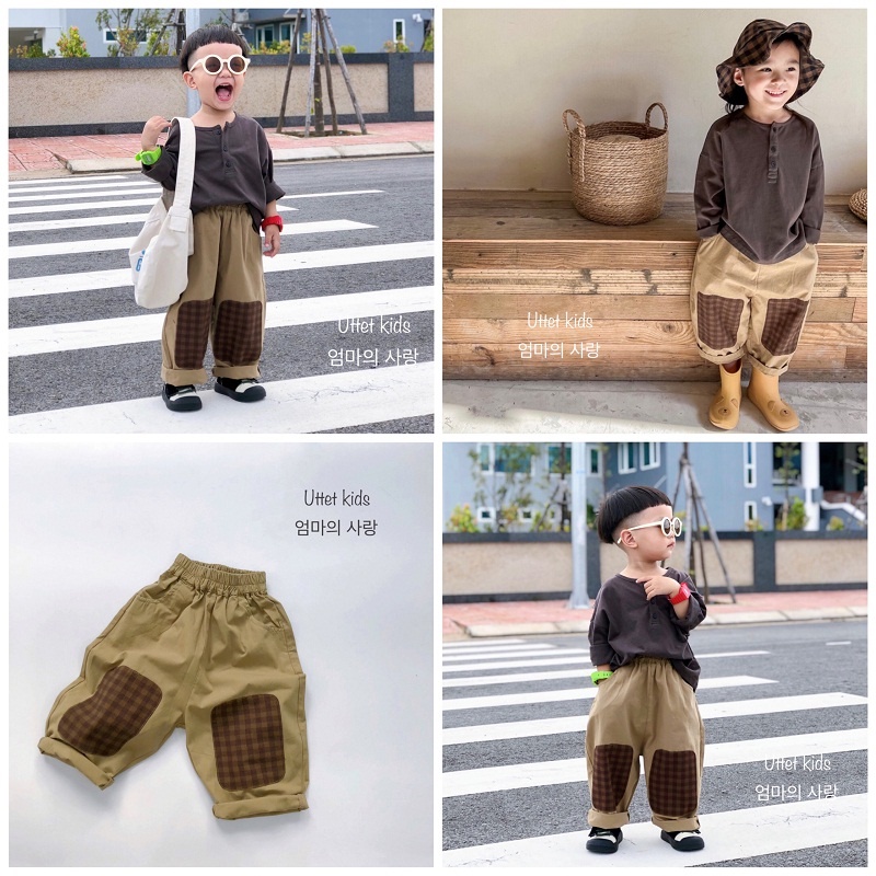 QUẦN KAKI ỐNG RỘNG PHA GỐI CHO BÉ GÁI VÀ BÉ TRAI 039 FORM HƠI TO 1 CHÚT