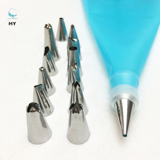 Bộ dụng cụ bắt bông kem gồm 14 đầu thép không gỉ 1 túi đựng và 1 đầu nối đầy tiện lợi