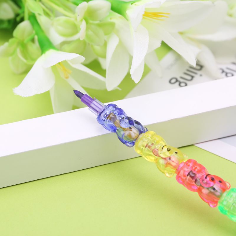 Set 4 bút chì màu 5 màu họa tiết gấu dễ thương cho bé