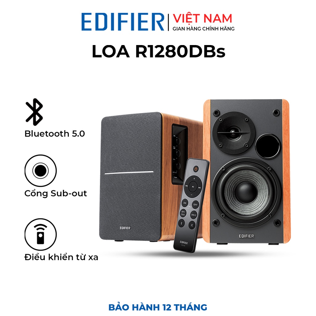 Loa bluetooth 5.0 Edifier R1280DBs - Công suất 42W Thiết kế tinh tế Cổng subout Điều khiển từ xa - Hàng chính hãng