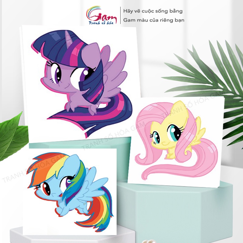 Tranh sơn dầu tự tô màu Gam My little pony Ngựa Pony cho bé tập tô 20x20cm