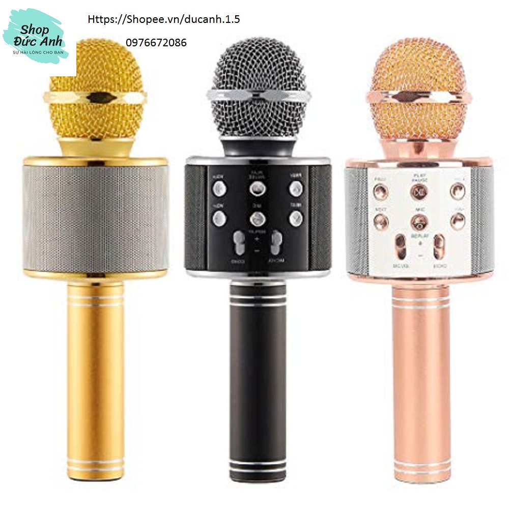 Mic Hát Karaoke Kèm Loa Bluetooth WS-858 Đa Năng (Giao Màu Ngẫu Nhiên )