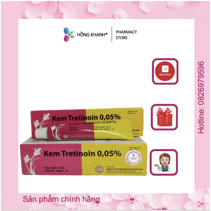 Kem Tretinoin 0,05% da đẹp mịn màng tuýp 10g