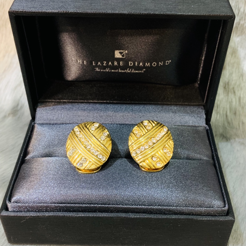 F11. Bông tai vin vàng tròn ốp pha lê | Độc lạ | Vintage Necklace|| Si Nhật | Japan | 2HAND | trang 
