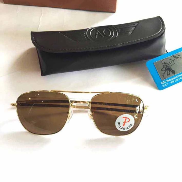 Kính mắt AO pilot nâu, Kính râm thời trang nam mắt phân cực cao cấp chống UV400 FERADO (tặng kèm hộp fullbox chính hãng)