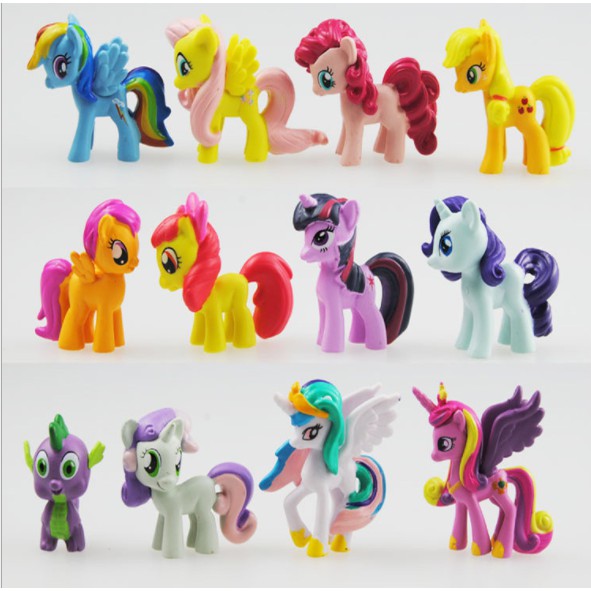 Set 12 ngựa Pony Bé Nhỏ, My Little Pony, Combo ngựa đặc kiện trang trí bánh kem, đồ trang trí