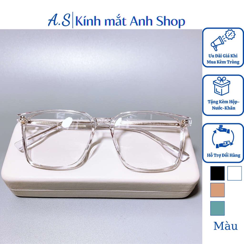 Kính vuông to thời trang nam nữ nhựa dày dặn lõi kim loại cứng cáp 17168
