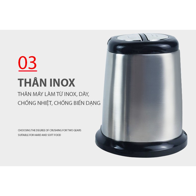 Máy xay thịt -Máy xay đa năng cối inox304 4 lưỡi siêu bén công suất 250W(chính hãng)