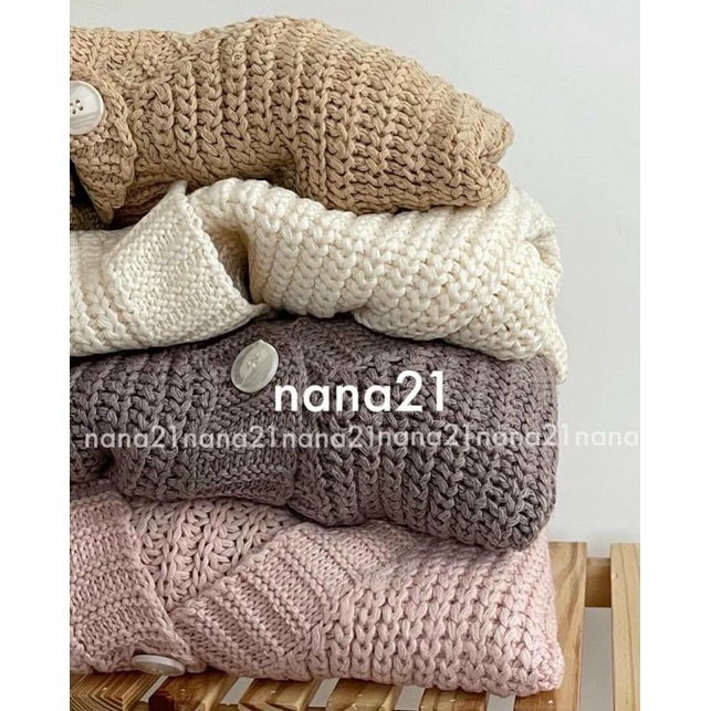 Áo khoác len cadigan dày dặn, Cadigan len dài tay cúc giữa AK1557 - NhiNhiShop