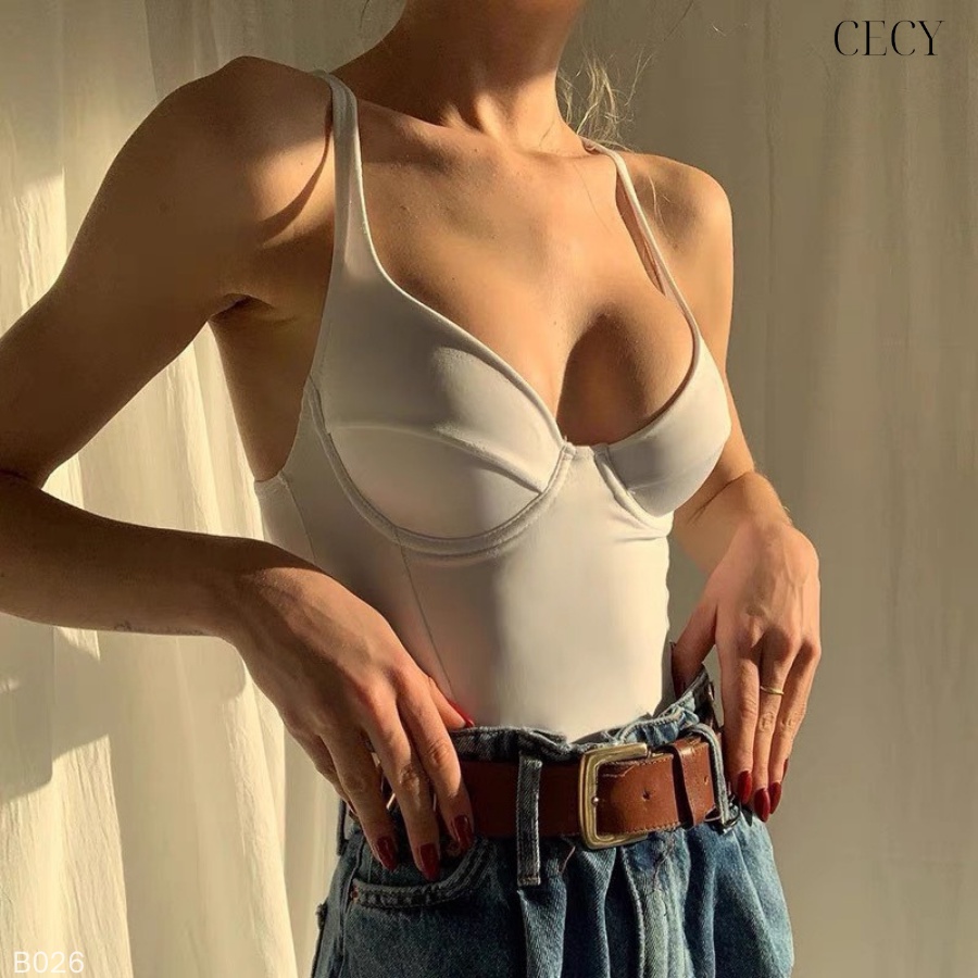 Áo 2 dây Bodysuit cúp ngực quyến rũ, Áo bó sát, áo body sexy, áo xẻ ngực sâu B026 | BigBuy360 - bigbuy360.vn