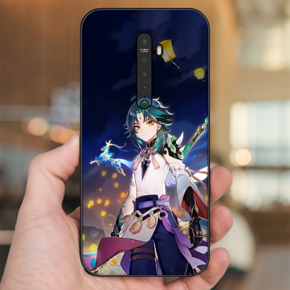 Ốp lưng Oppo Reno 2 viền đen in hình Xiao Genshin Impact