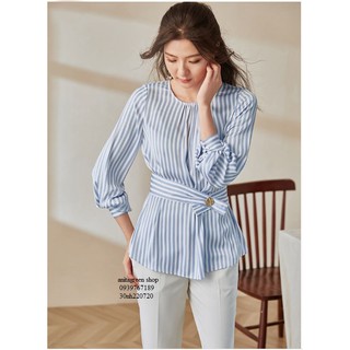 tk220720-ÁO SƠ MI SỌC THẮT EO