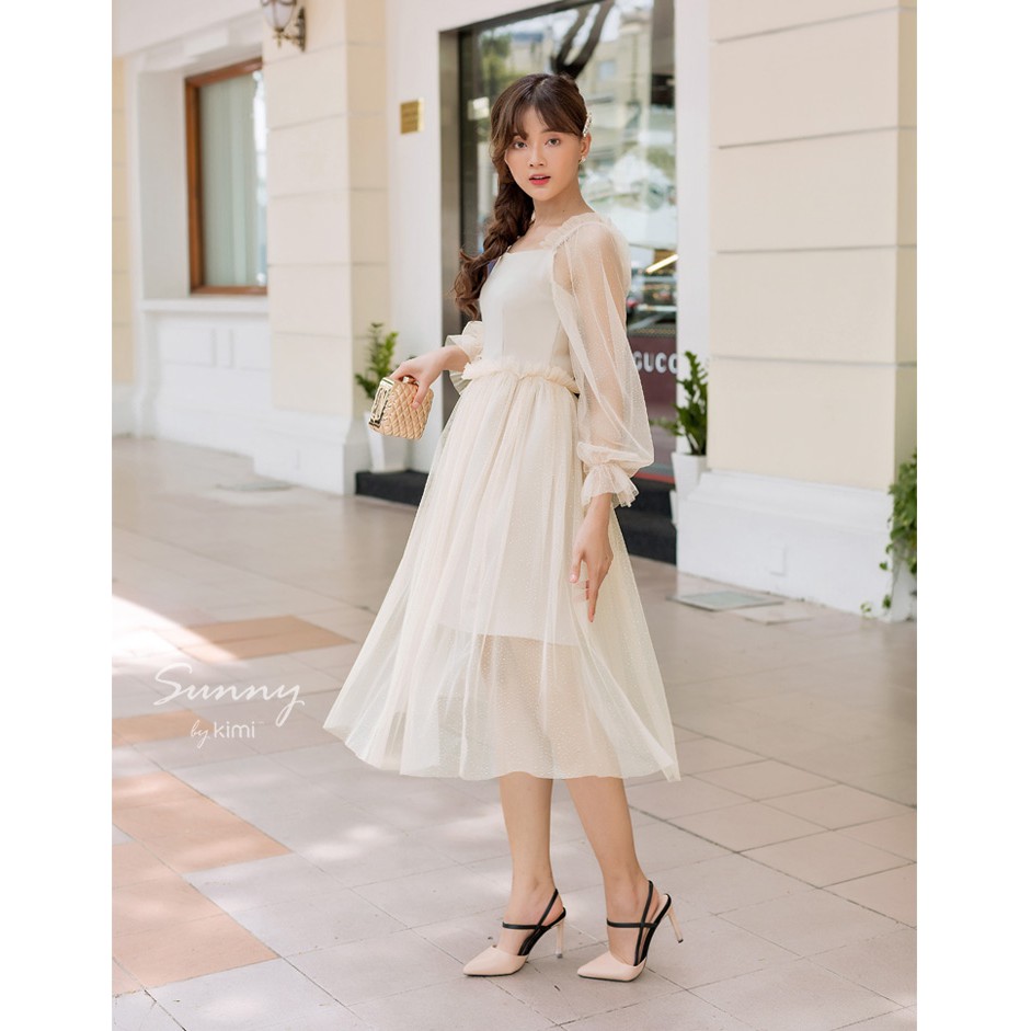 Đầm voan lưới kim tuyến kims - ad190140