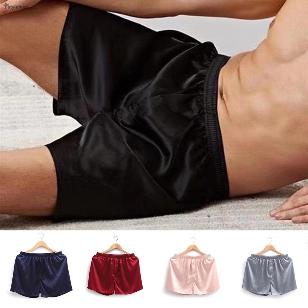 Quần Lót Boxer Màu Trơn Bằng Vải Satin Cho Nam
