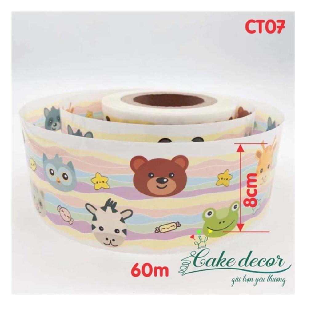 Cuộn Mica Lót Thành Bánh Họa Tiết Trang Trí Loại 8cm Dài 60m