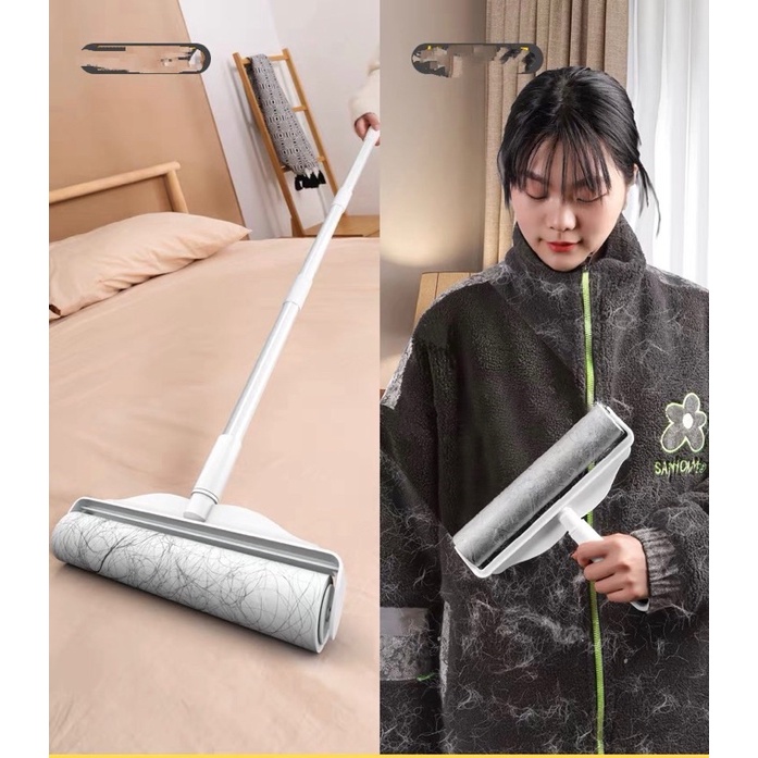 Cây lăn bụi cán dài làm sạch ga gối quần áo rèm cửa sàn nhà ghế sofa lông chó mèo bụi mịn