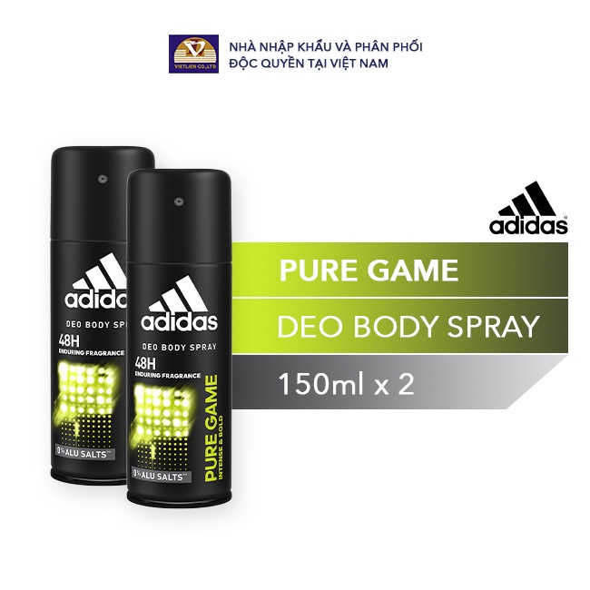 Combo 2 chai : Xịt Khử Mùi Toàn Thân Nam Adidas - Pure Game - 150ml