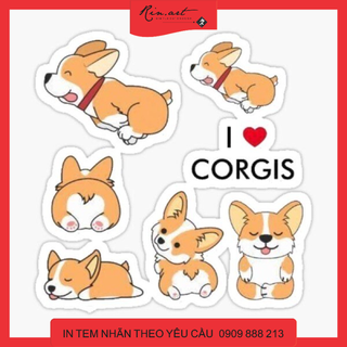 Bộ 100 sticker cún corgi cực kute dùng để trang trí điện thoại di động/ván trượt/vali không để lại dấu keo