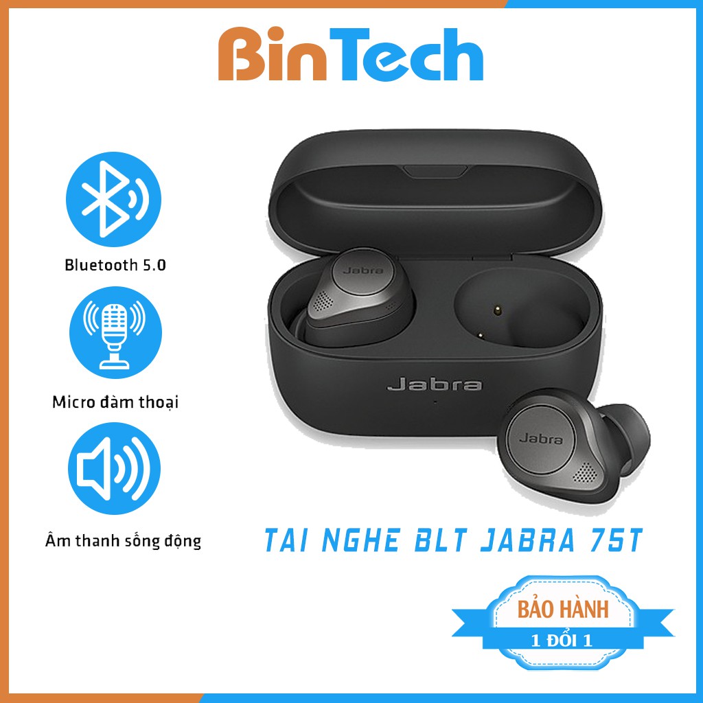 Tai nghe bluetooth không dây cao cấp Jabra 75T,nhét tai cao cấp chống nước BINTECH