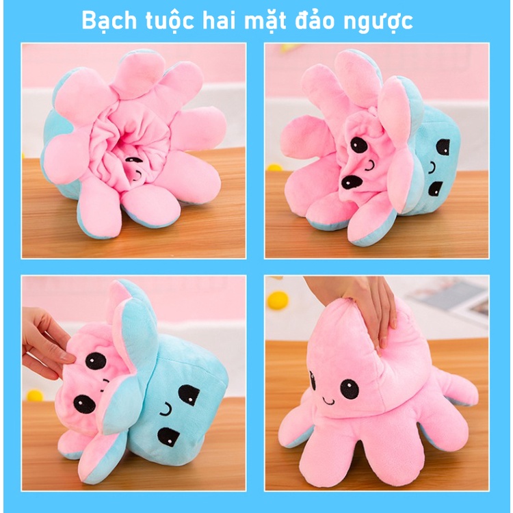 10 cm Dễ thương màu hai mặt bạch tuộc Gối có thể đảo ngược cảm xúc Bạch tuộc nhồi bông