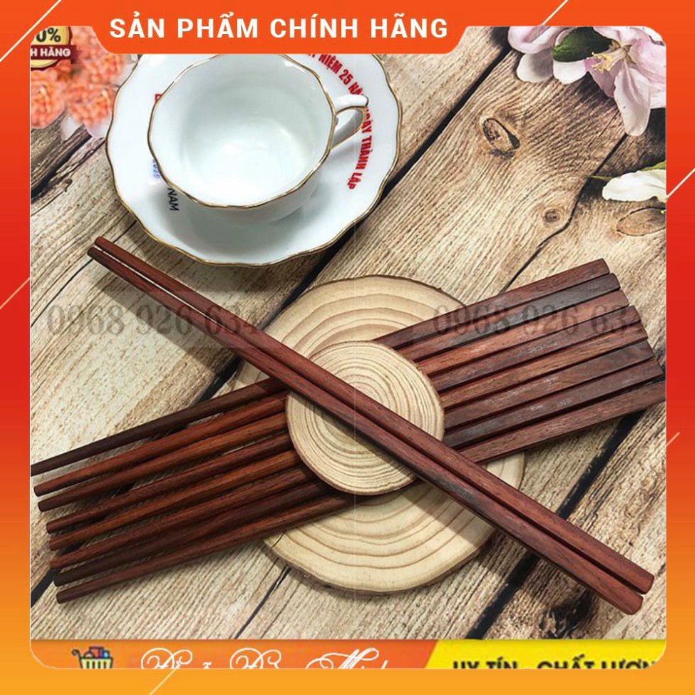 [CAO CẤP] Bộ 10 đôi đũa trắc ăn cơm 💥FREESHIP💥Đũa gỗ CAO CẤP - Đũa gỗ Trắc chống trơn, chống mốc, bền màu, vân gỗ đẹp