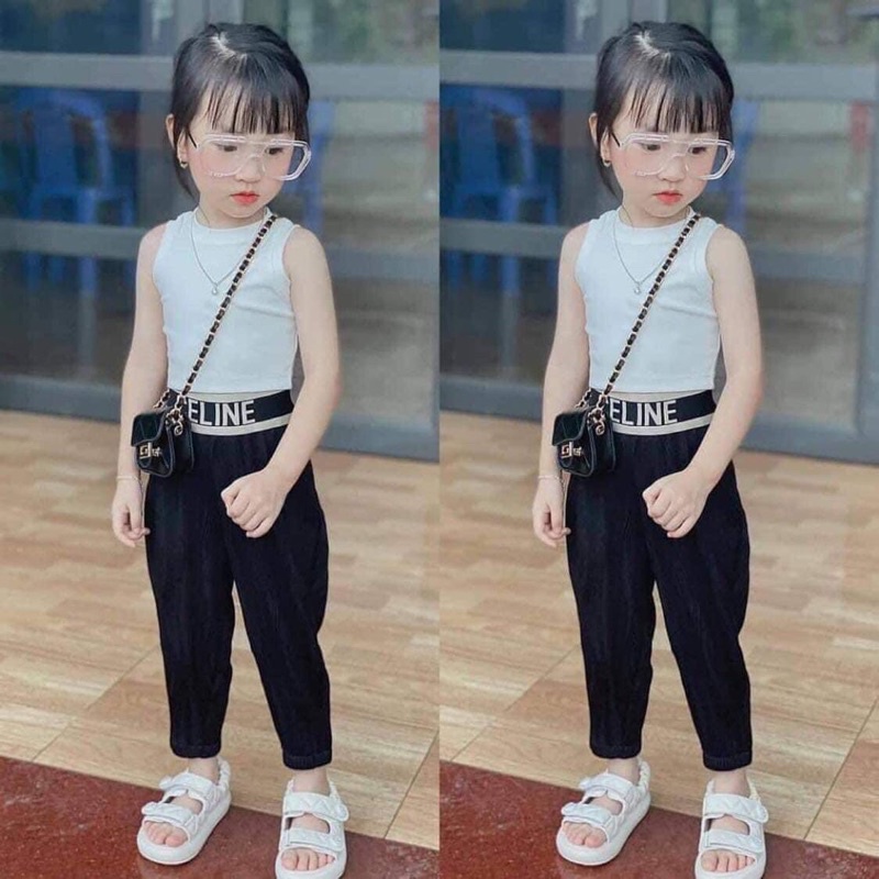 Set Áo Thun Quần Dài 2 Màu Xinh Bé Gái