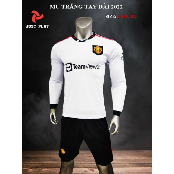 BỘ ĐỒ ĐÁ BANH REAL TRẮNG TAY DÀI MỚI 2023