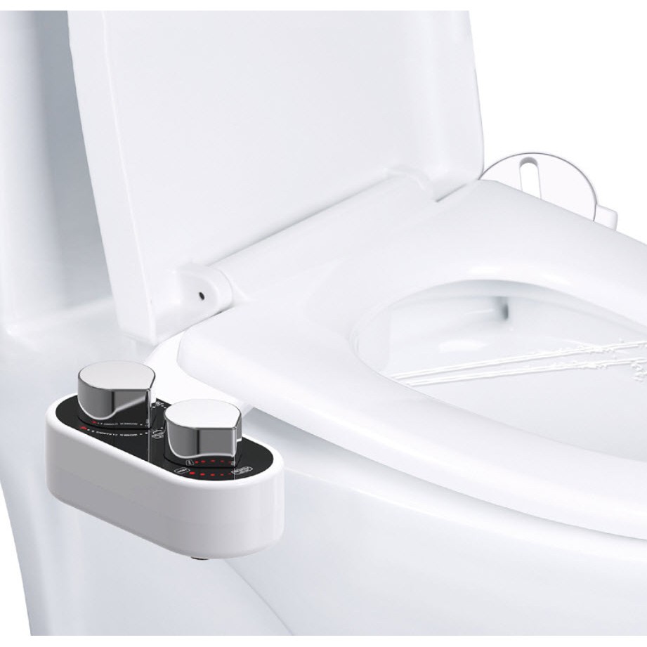 Vòi xịt rửa vệ sinh nóng lạnh 2 vòi Takaio Bidet Q03 tương thích bồn cầu liền khối uốn cong