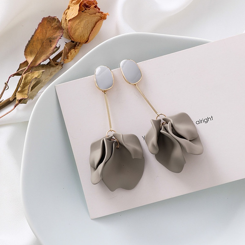 Khuyên tai Pinkdudu PD432 hợp kim hình cánh hoa đỏ mạ màu thời trang nữ