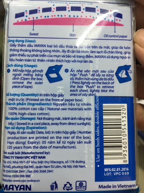 Giấy thấm dầu Mayan Gói 100 tờ