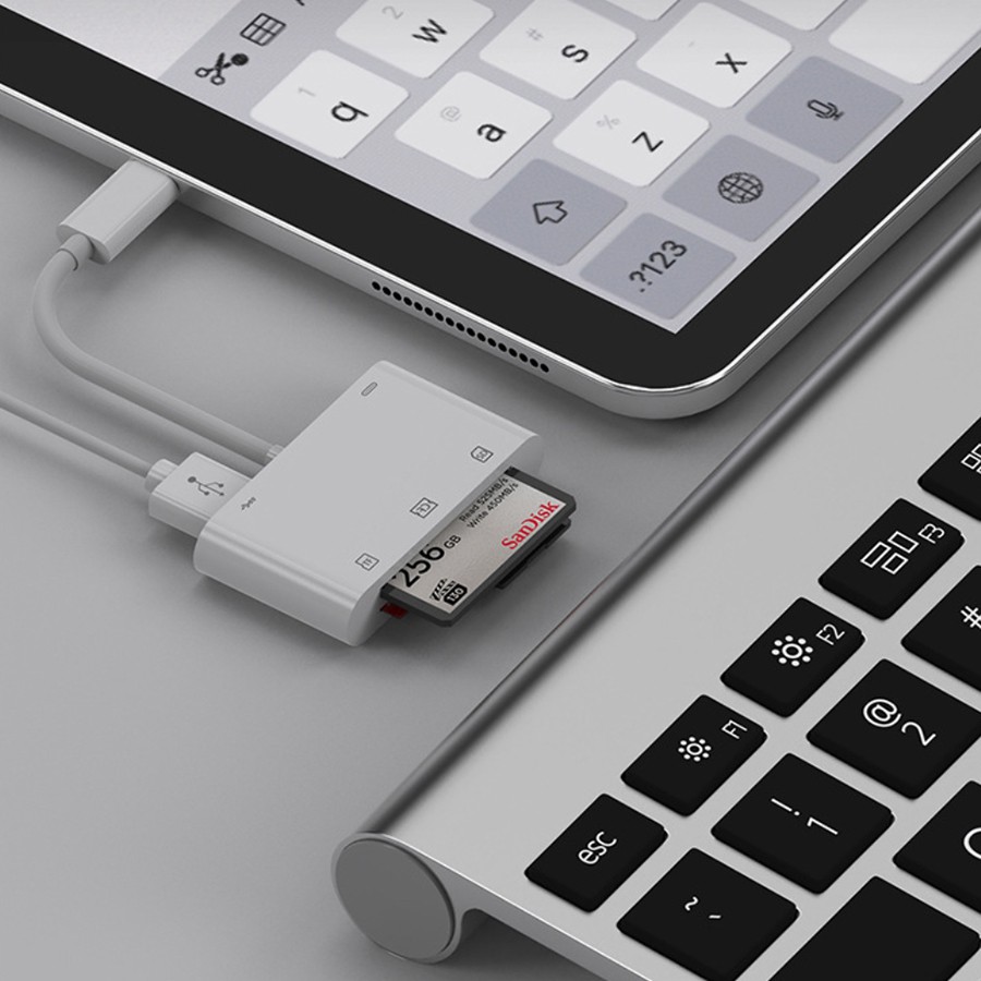 Đầu đọc thẻ nhớ và USB cho iphone, ipad hỗ trợ thẻ CF SD TF