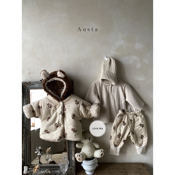 Áo khoác mặc được 2 mặt Aosta Reversible Bear Jacket cho bé made in Korea