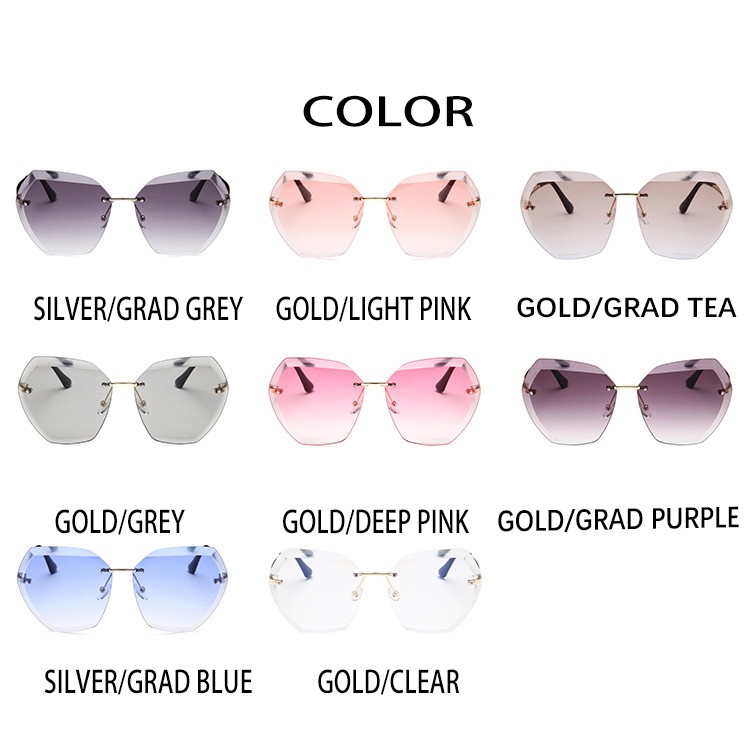 Kính râm nữ oversize tròng vuông không viền