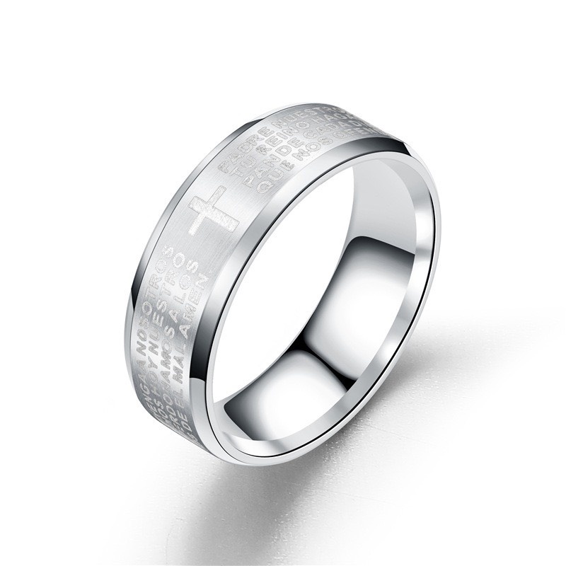 Nhẫn Nam Bạc Cross Ring Đính Đá Đẹp Cá Tính Unisex HipHop Basic Ngầu Trơn Nam Lucifer Store Titan không gỉ - Nhẫn Cross