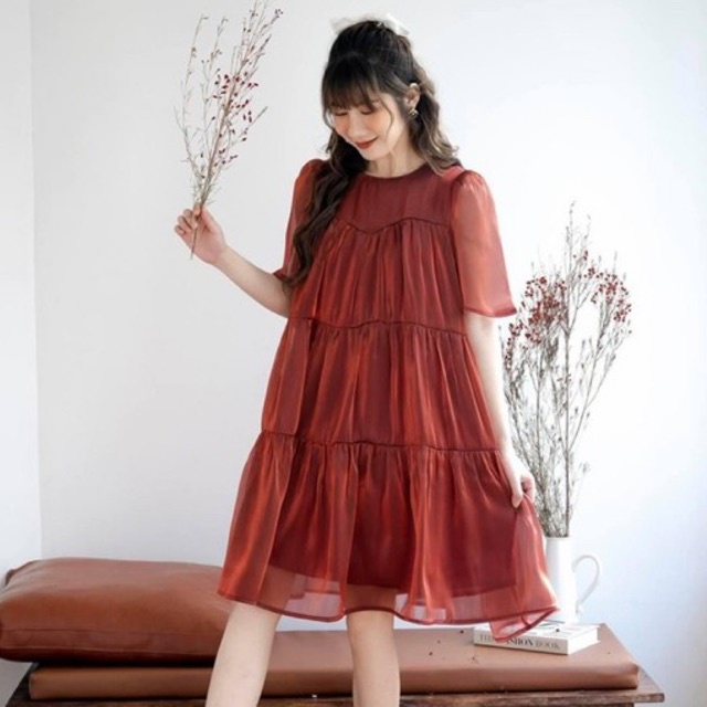 Váy babydoll đầm dáng xòe nhiều tầng vintage xinh