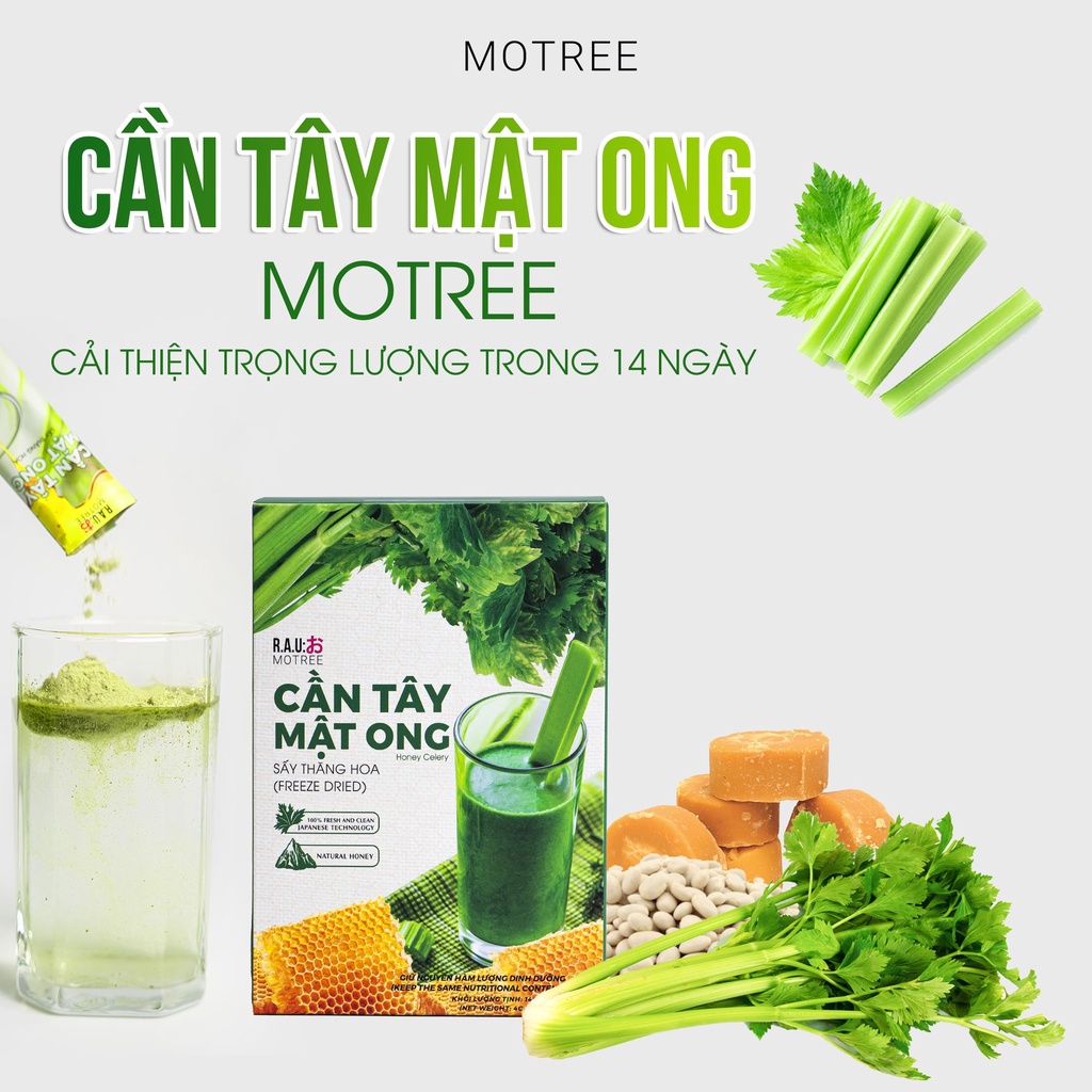 (MUA 1 TẶNG 1) Cần Tây Mật Ong Motree Giảm Cân Đẹp Da Detox Cơ Thể hộp 14 gói